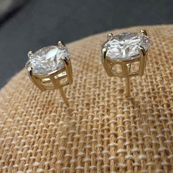 14 K Gold Over Solid Sterling Silver 2.4 Carat Moissanite Earrings. $699 retail - Picture 6 of 8